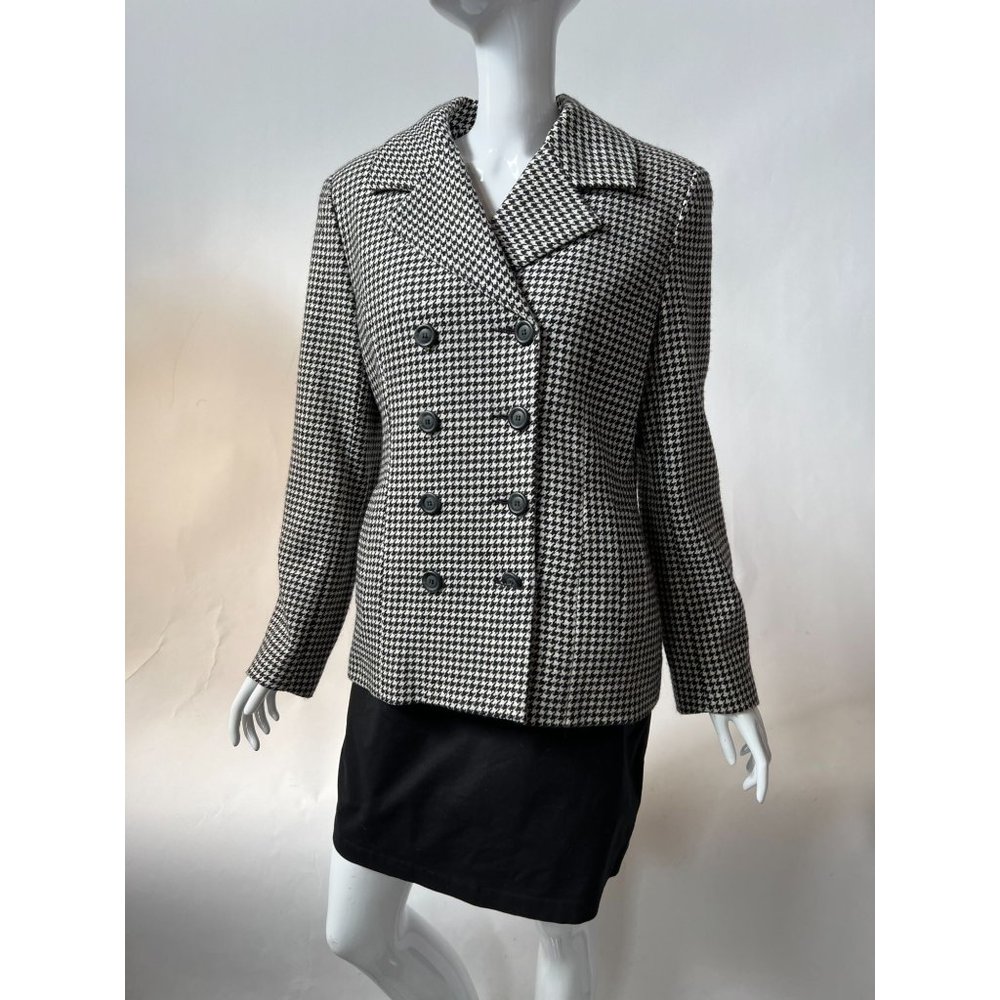 Express Double Breasted Houndstooth Jacket 8 Blac… - image 5